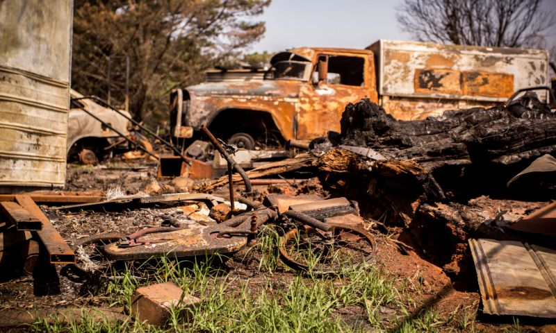 Truck destroyed by bushfire